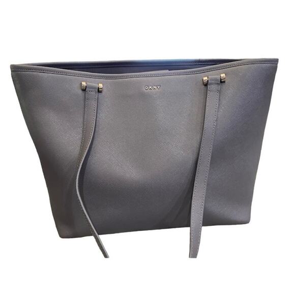 DKNY Gray Taupe Faux Leather Satchel New - Picture 1 of 11